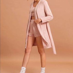 Teddy Bear Faux Fur Lounge Pajama Set 3pc